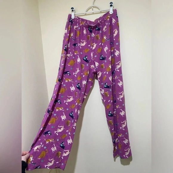 Women’s Cat  Print Anko brand purple lounge pyjama pants size medium 100% cotton - Picture 6 of 11